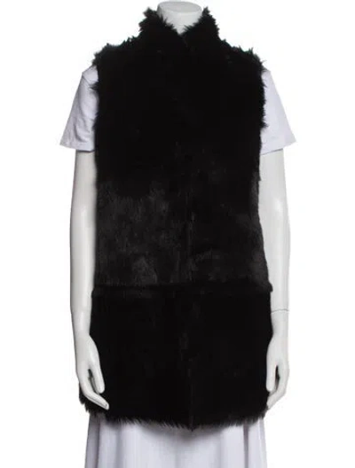 Pre-owned Donna Salyers Faux Fur Vest In Black