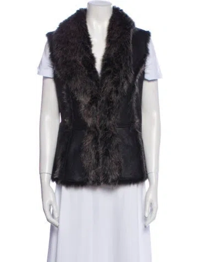 Pre-owned Donna Salyers Faux Fur Vest In Black