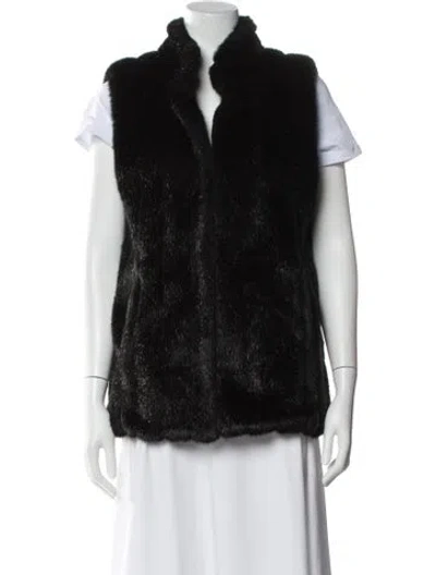 Pre-owned Donna Salyers Faux Fur Vest In Black