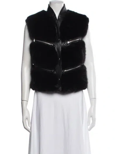 Pre-owned Donna Salyers Faux Fur Vest In Black