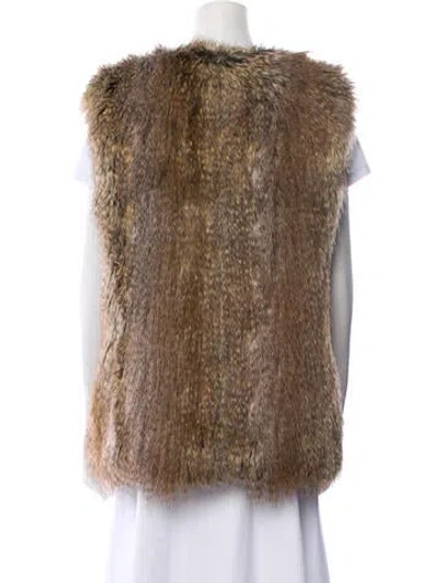 Pre-owned Donna Salyers Faux Fur Vest In Brown