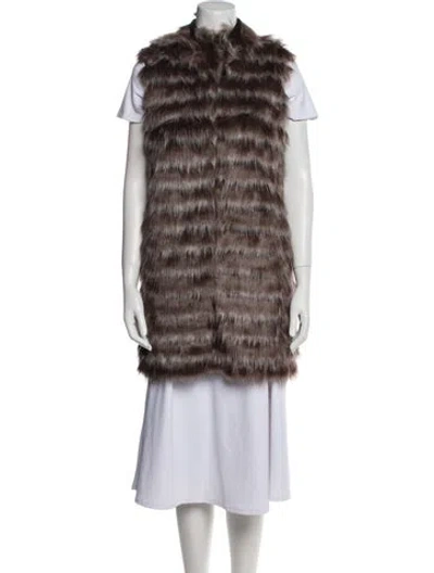 Pre-owned Donna Salyers Faux Fur Vest In Brown