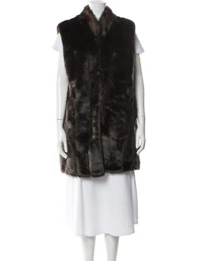 Pre-owned Donna Salyers Faux Fur Vest In Brown