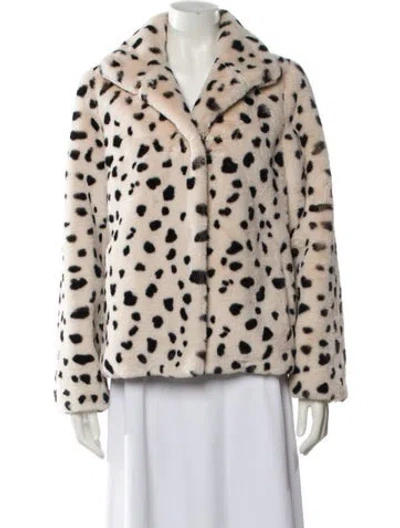 Pre-owned Donna Salyers Fur Printed Faux Fur Jacket In Neutral
