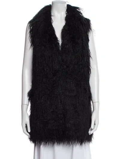 Pre-owned Donna Salyers Fur Vest In Black