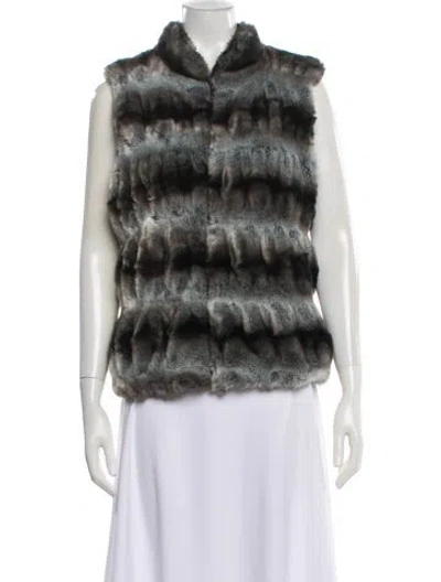 Pre-owned Donna Salyers Lace Pattern Faux Fur Vest In Multi