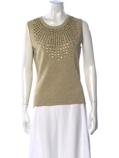 Pre-owned Donna Salyers Patterned Crew Neck Top In Neutrals