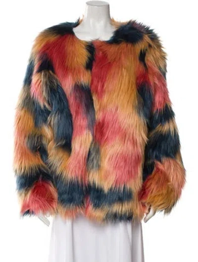 Pre-owned Donna Salyers Printed Faux Fur Jacket In Multi