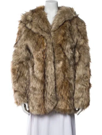 Pre-owned Donna Salyers Vintage Faux Fur Faux Fur Coat In Brown