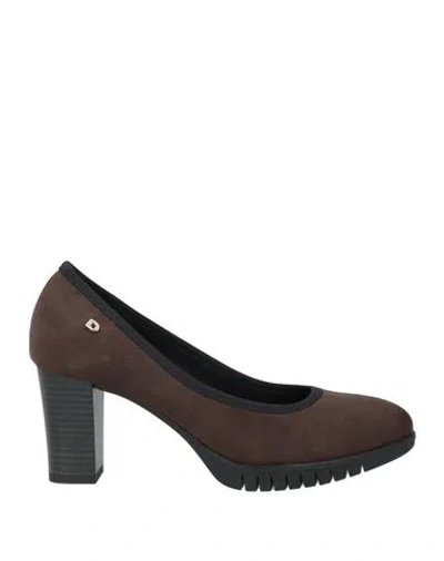 Donna Serena Woman Pumps Dark Brown Size 8 Textile Fibers