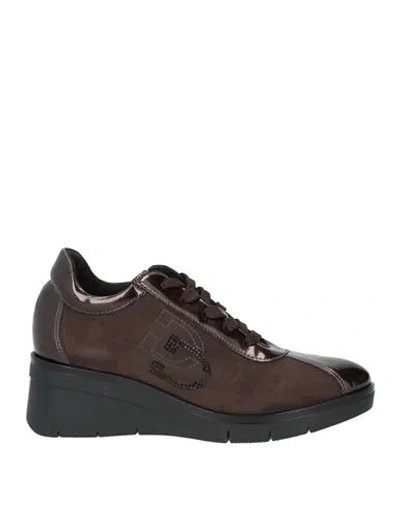 Donna Serena Woman Sneakers Dark Brown Size 8 Textile Fibers