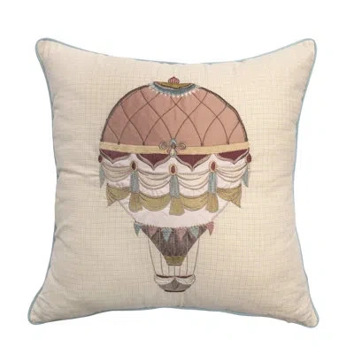 Donna Sharp American Beauty Embroidered Hot Air Ballon Decor Pillow In Blue;green;red;pink;gold;ivory