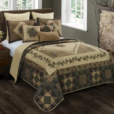 Donna Sharp Antique Pine Rustic Quilt Set In Black;brown;green;beige;tan
