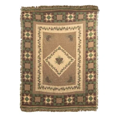 Donna Sharp Antique Pine Traditional Matelassé Throw In Brown;green;beige;tan