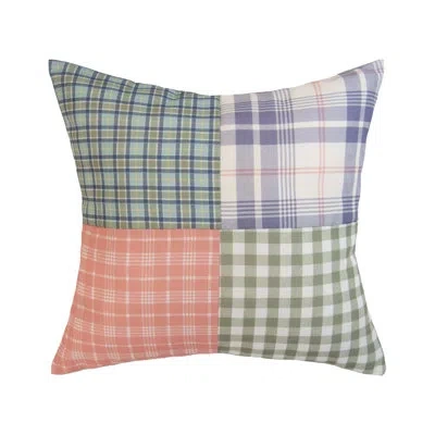 Donna Sharp April Patch 2pc Plaid Piglet Decor Pillow Set In Blue;white;green;beige;pink;orange;purpl