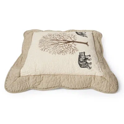 Donna Sharp Bear Creek Embroidered Cotton Quilted Decor Pillow In Black;brown;green;beige