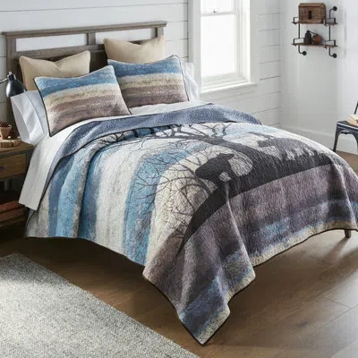Donna Sharp Bear Hill 3pc Rustic Lodge Quilt Set In Blue,white,brown,black