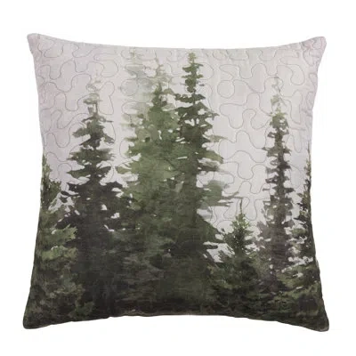 Donna Sharp Bear Panels Trees Quilted Decor Pillow In Green;gray;ivory