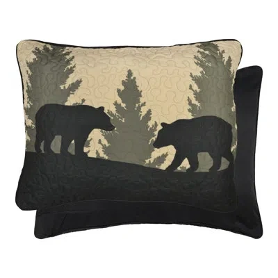 Donna Sharp Bear Walk Plaid Quilted King Sham In Black;green;beige;tan