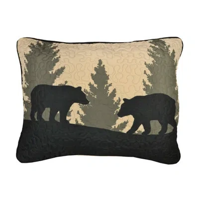 Donna Sharp Bear Walk Plaid Quilted Standard Sham In Black;brown;green;beige