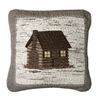 Donna Sharp Birch Forest Embroidered Cotton Cabin Decor Pillow In Black;brown;white;green;beige;gold
