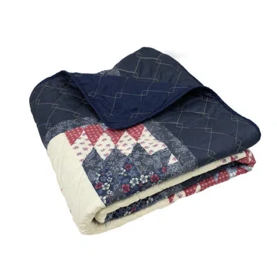 Donna Sharp Bluefield Star Quilted Americana Throw In Blue;white;gray;red;pink;ivory;navy