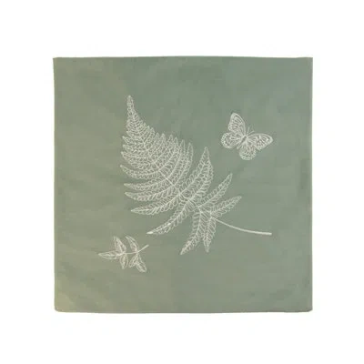 Donna Sharp Botanical Embroidered Velvet Fern Decorative Pillow Cover In White;green