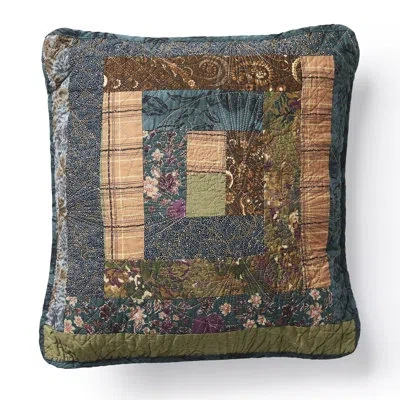 Donna Sharp Cabin Raising Pine Cone Pieced Cotton Decor Pillow In Blue;brown;green;beige;pink;purple;ivory