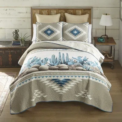 Donna Sharp Cacti 3pc Southwest Queen Quilt Set In Gray