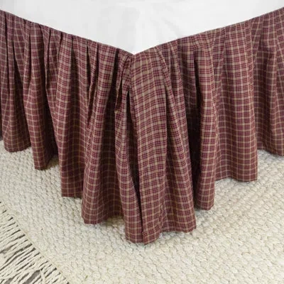 Donna Sharp Campfire Plaid Gathered Cotton Bed Skirt In Red;beige