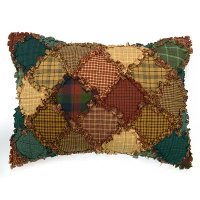 Donna Sharp Campfire Ragged Pieced Cotton Quilted Standard Sham In Brown;green;red;beige;yellow