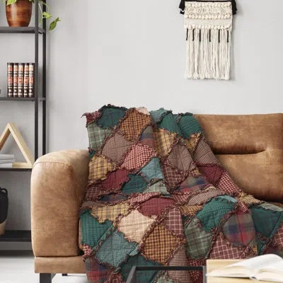 Donna Sharp Campfire Ragged Pieced Cotton Quilted Throw In Multi