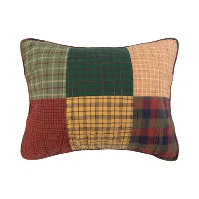 Donna Sharp Campfire Square Quilted Pieced Cotton Sham Collection In Blue;brown;green;red;beige;gold;tan;navy