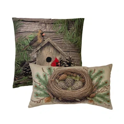 Donna Sharp Cardinal Pine 2pc Lodge Decor Pillow Set In Brown;green;red;beige