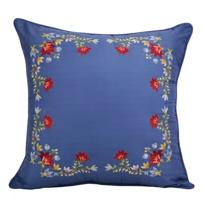 Donna Sharp Chesapeake Embroidered Floral Decor Pillow In Blue;white;green;red;yellow;pink;gold;ta