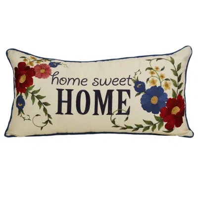 Donna Sharp Chesapeake Embroidered Home Sweet Home Decor Pillow In Blue;black;green;red;yellow;pink;gold;iv