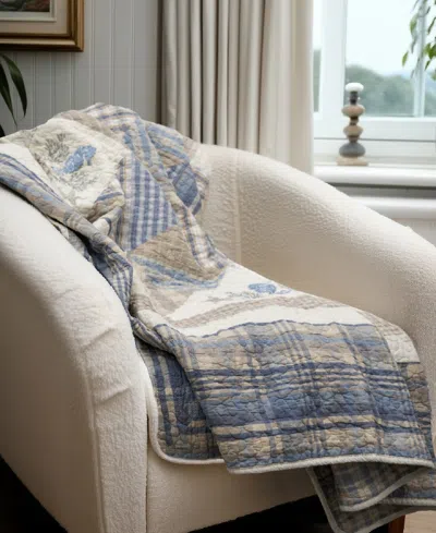 Donna Sharp Coastal Star Cotton Reversible Throw, 60" X 60" In Blue