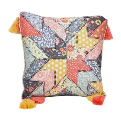 Donna Sharp Coral Crush Patch Square Throw Pillow In Multi