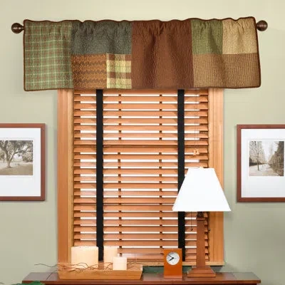 Donna Sharp Corbin Square Quilted Pieced Cotton Window Valance Or Runner In Brown;green;beige