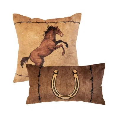 Donna Sharp Cowboy 2pc Southwest Decor Pillow Set In Black;brown;gold;tan