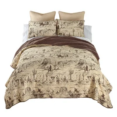 Donna Sharp Cowboy Southwest Cotton Toile Quilt Set In Brown;beige