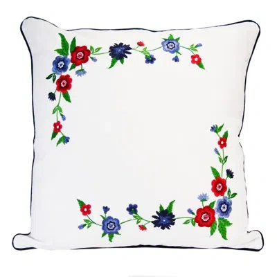 Donna Sharp Dawson Embroidered Floral Decor Pillow In Blue;black;white;green;red;navy