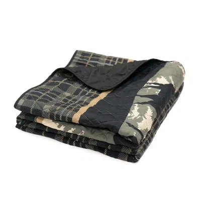 Donna Sharp Deer Walk Quilted Rustic Throw In Black,beige,green,tan