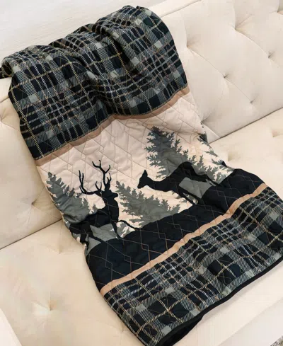 Donna Sharp Deer Walk Reversible Throw, 50" X 60" In Green