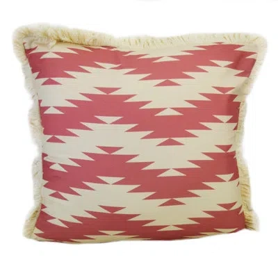Donna Sharp Desert Verbena Southwest Chevron Zig Zag Fringed Decor Pillow In White;red