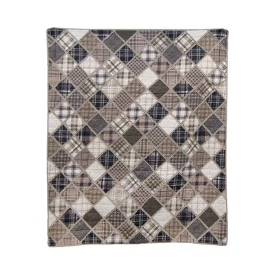 Donna Sharp Driftwood Ragged Pieced Cotton Coastal Quilted Throw In Black;brown;gray;beige;ivory;tan