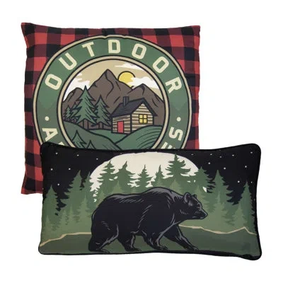 Donna Sharp Foothills 2pc Rustic Decor Pillow Set In Black;brown;green;red;beige;gold;ivory;t