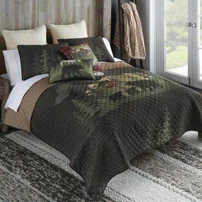 Donna Sharp Foothills Rustic 3pc Quilt Set In Black;brown;green;red