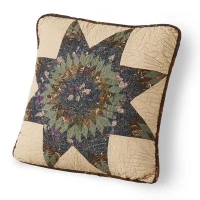 Donna Sharp Forest Star Quilted Pieced Cotton Decor Pillow In Blue;brown;green;beige;pink;purple;cream