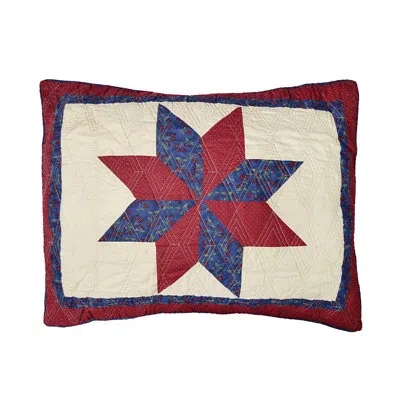 Donna Sharp Gatlinburg Star Americana Quilted Pieced Cotton Standard Sham In Blue;red;ivory;navy